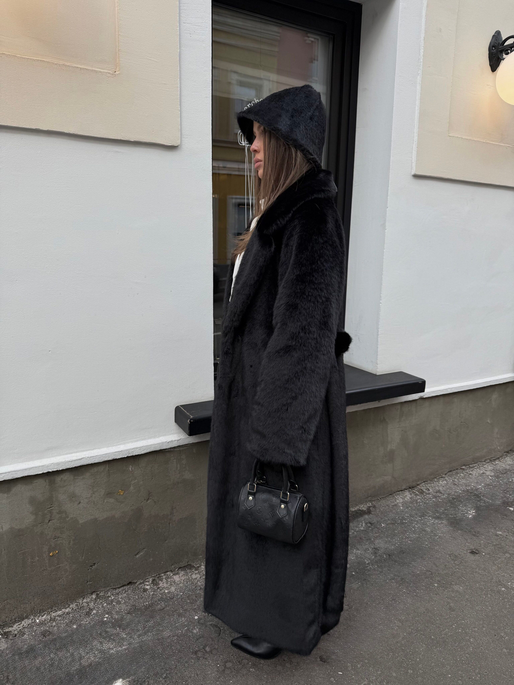 Шуба из эко меха Шале норка черный
