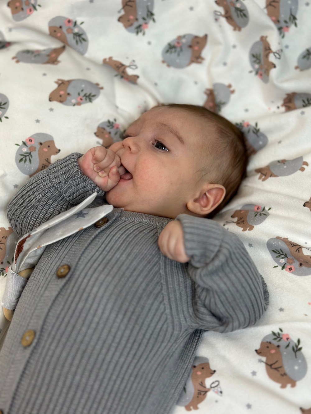 Вязаный комплект (Комбинезон на пуговицах+чепчик) Дождь хлопок RinaAmari