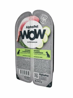 ALPHA PET WOW Влажный корм для собак с кроликом и кабачком в блистере 0,1 кг