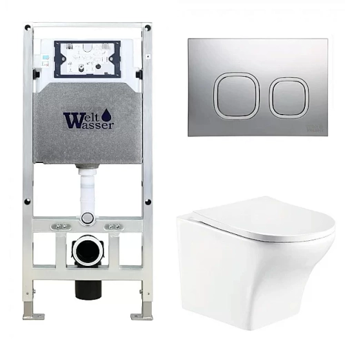 Унитаз с инсталляцией WeltWasser AMBERG 506 ST + ODENBACH 004 GL-WT + AMBERG RD-CR