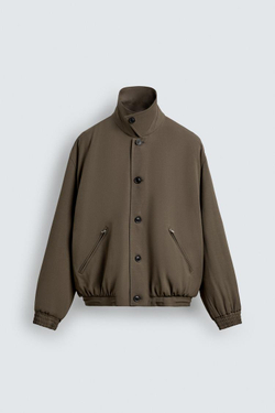 ZARA СТЕГАНАЯ КУРТКА ИЗ 100% ШЕРСТИ, СЕРО-КОРИЧНЕВЫЙ