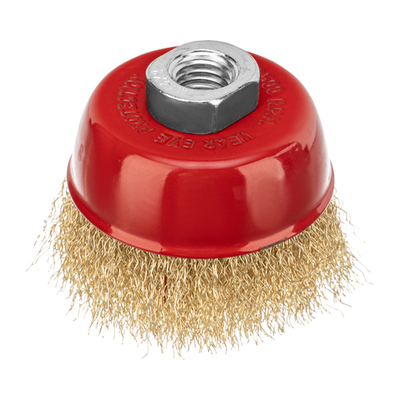 Щетка для УШМ, 75 мм, М14, "чашка", латунированная витая проволока Matrix