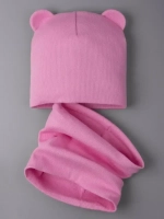 Шапка для девочки с ушками и снуд на осень