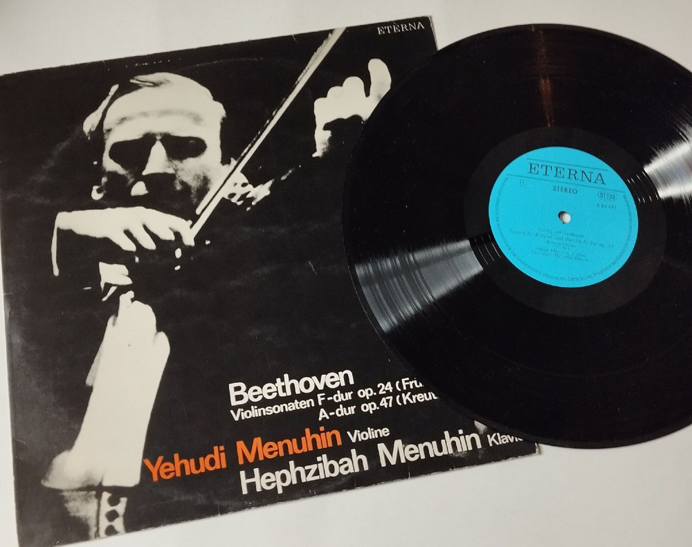 Винтажная виниловая пластинка LP Beethoven Бетховен, Yehudi Menuhin Иегуди Менухин, Violinsonaten F-dur Op. 24, A-dur Op. 47 (Kreutzersonate) (ГДР 1984)
