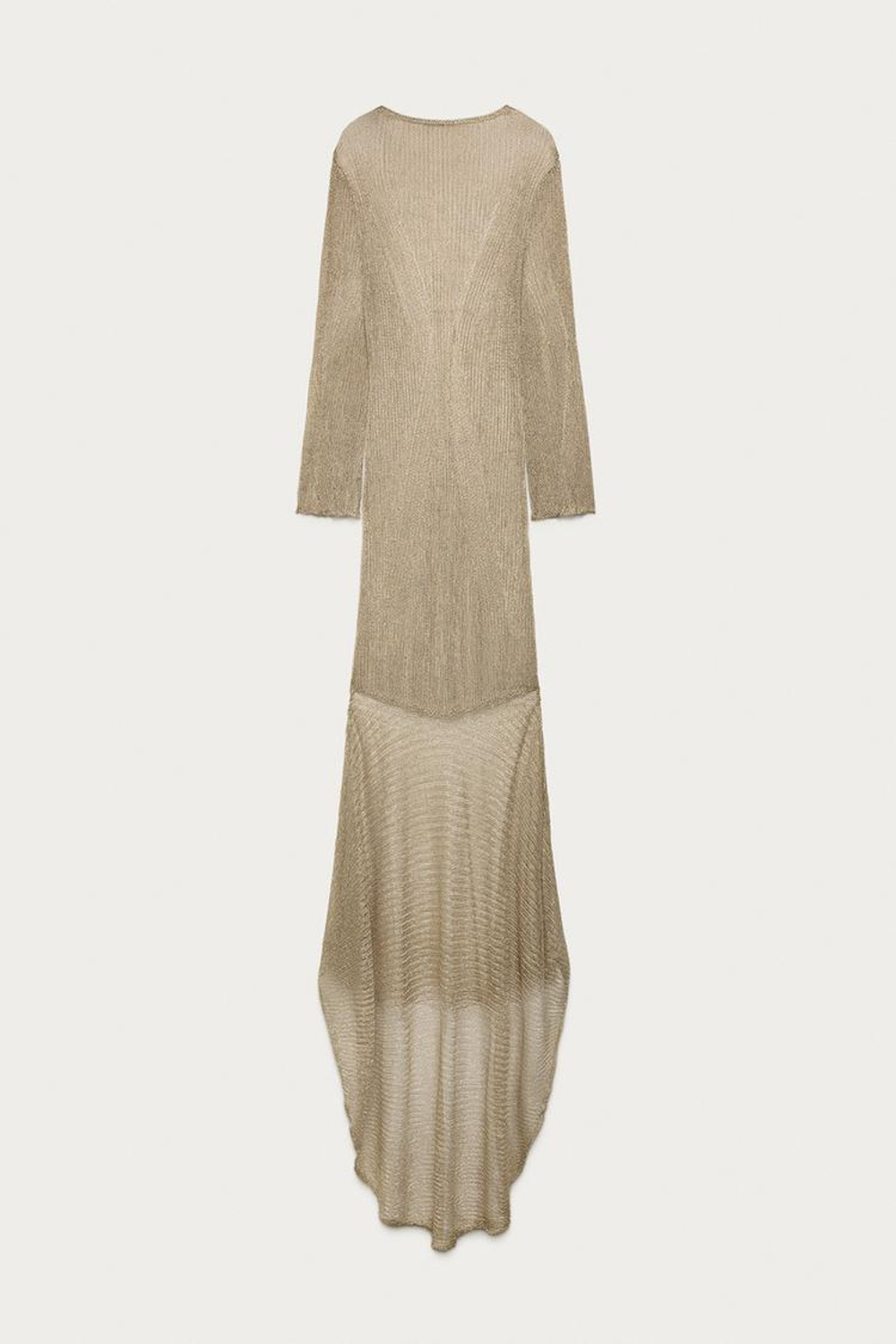 ZARA X MARISA BERENSON ДЛИННОЕ ТРИКОТАЖНОЕ ПЛАТЬЕ, ЗОЛОТИСТЫЙ
