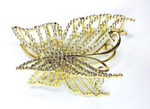 Заколка-краб большая "бабочка" инкрустированная  россыпью страз. 11,5см. Цвет золото
