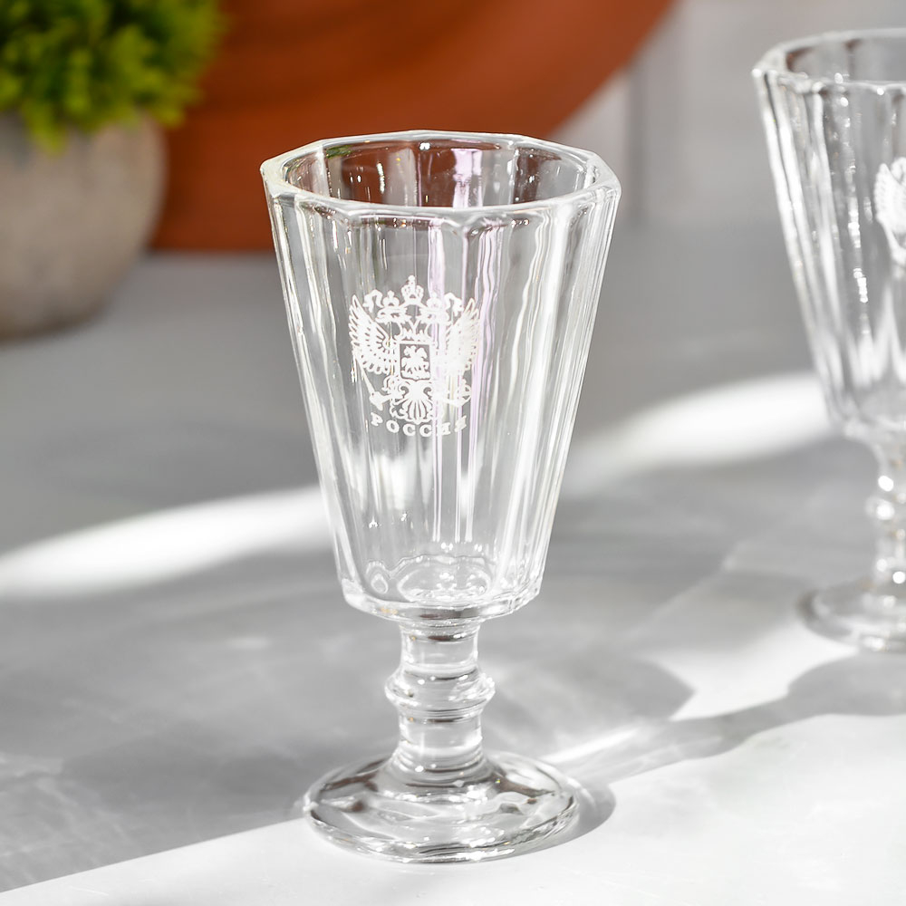 Набор лафитников 6шт 50мл Герб России (белый)