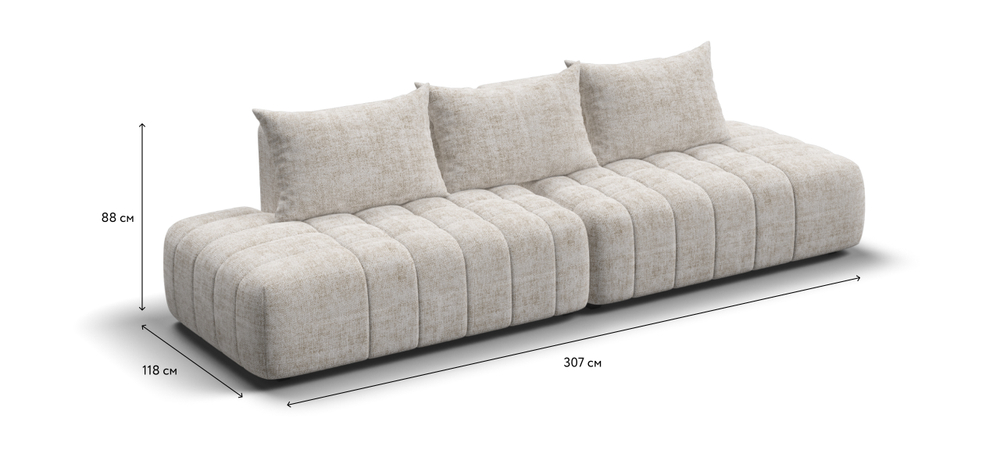 Диван Босс Твин прямой Шенилл Смарт кварц