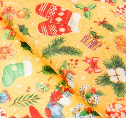 Бумага упаковочная новогодняя тишью 50*66см 2 листа