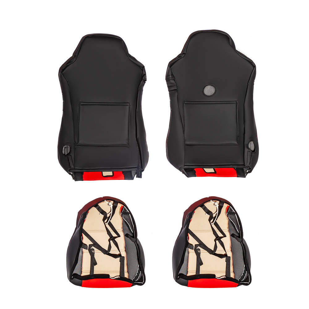 Чехлы Sitrak C7H MAX 3D (экокожа, черный цвет, красная экокожа посередине, кант)
