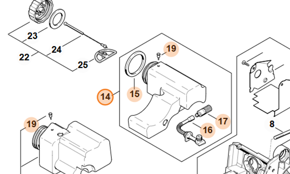Масляный бачок для бензопилы STIHL MS 180. арт.PJ18066 FARMERTEC (STIHL 1130 350 4400)