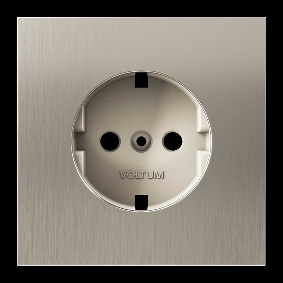 Накладка для розетки с заземлением, S70 Metal (никель) Voltum VLSM000611