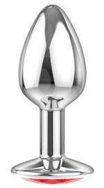 Малая серебристая анальная пробка Diamond Red Sparkle Small с красным кристаллом - 7 см.