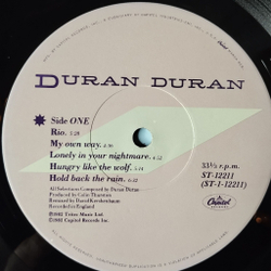 Винтажная виниловая пластинка LP Duran Duran Rio (USA 1982) My Own Way