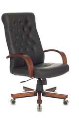 Кресло руководителя Бюрократ T-9928WALNUT/ECO черный эко.кожа крестов. металл/дерево