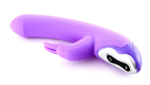 Фиолетовый вибратор с клиторальным стимулятором TRI RABBIT - 20 см.