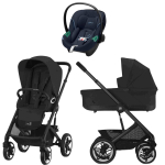 Коляска Cybex Talos S Lux BLK complete Aton S2 Ocean Blue 3 в 1 Moon Black с дождевиками