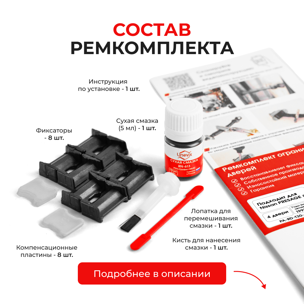 Ремкомплект ограничителей дверей Nissan PRESAGE (I) U30 (4 двери, тип 30) 1998-2003