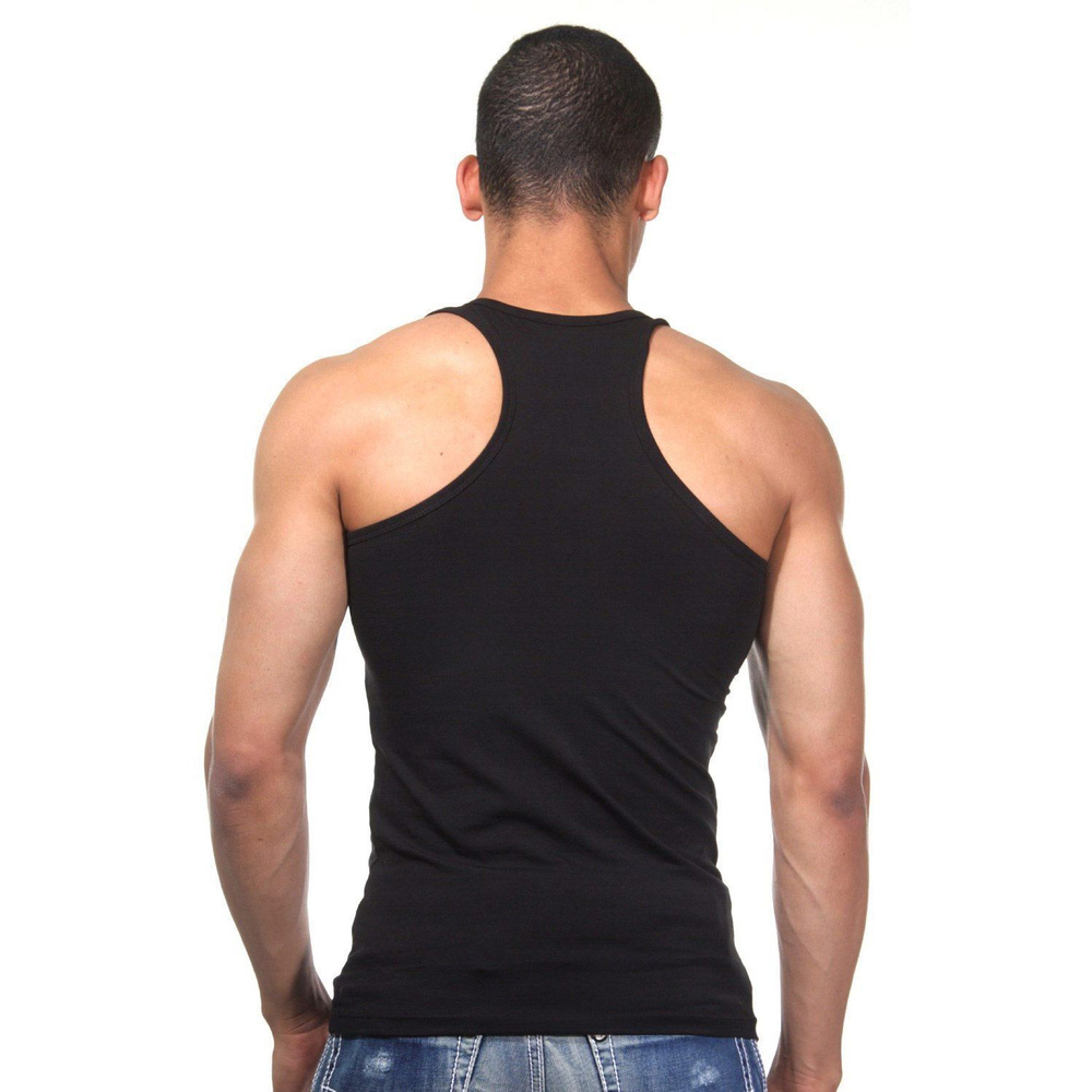 Черная хлопковая майка-борцовка (Размер: XL) (Цвет: черный)