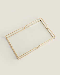 Zara Home Поднос из стекла, цвет золотой, 28 см