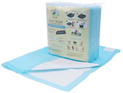 Пеленки VitaVet CARE гелевые, впитывающие, с фиксирующими полосками, 60х60 см, 12 шт.