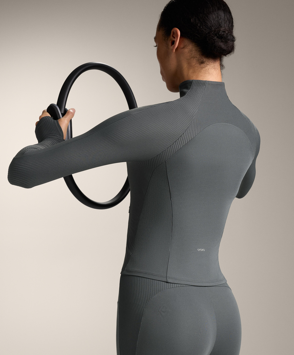 Oysho Высокотехнологичная куртка в рубчик, антрацитово-серый