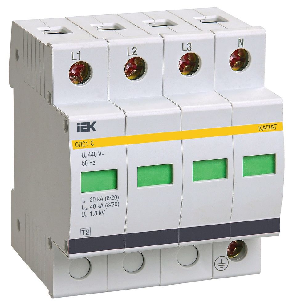 Ограничитель импульсных перенапряжений ОПС1-C 4P 20/40кА 400B IEK