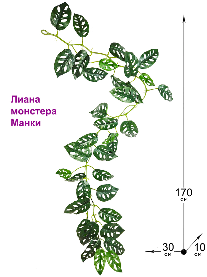 Лиана искусственная для декора Монстера 170см
