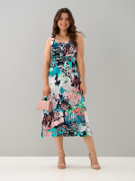 Платье П-015/бирюзаабстракция-надписи