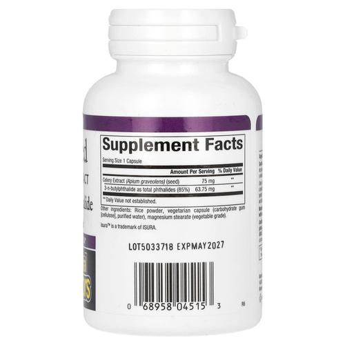 Natural Factors, стандартизированный экстракт семян сельдерея, 60 вегетарианских капсул