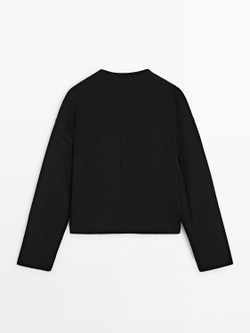 Massimo Dutti Вязаный кардиган из хлопка, черный