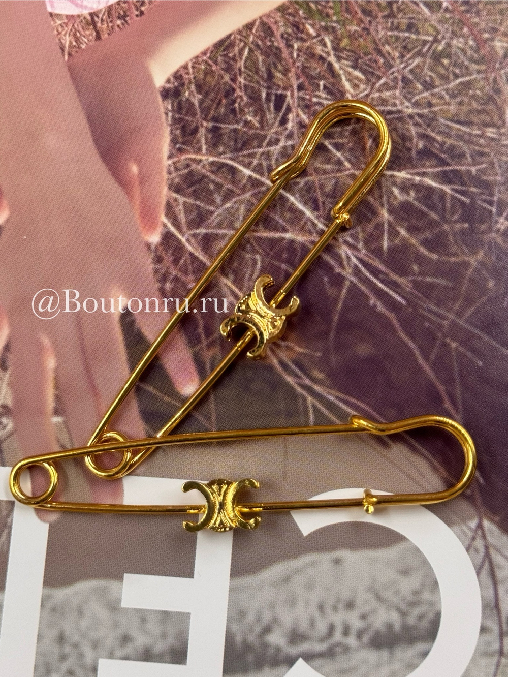 Брошь булавка Сел. золотая