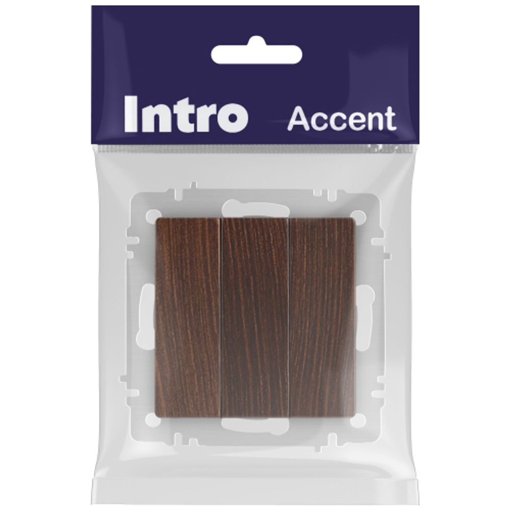 Выключатель Intro Accent 6-106-10 тройной, 10А-250В, IP20, СУ, AL/CU, венге