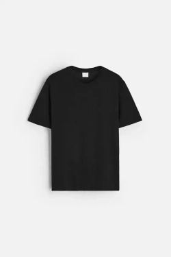 ZARA ФУТБОЛКА ИЗ ЛЕГКОГО ХЛОПКА, МОРСКОЙ ТЕМНО-СИНИЙ