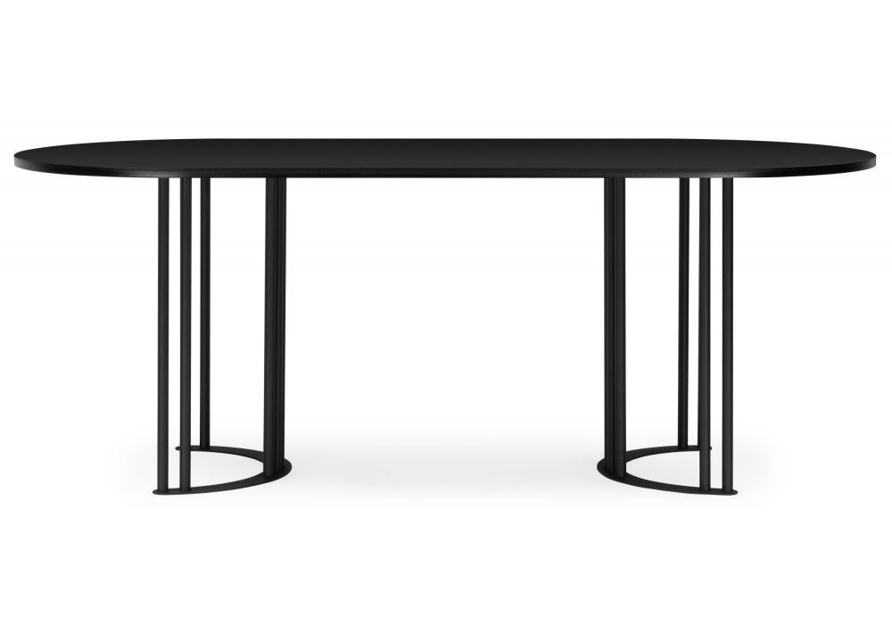 Стол деревянный Woodville Хьюго О 200 х 90 черная шагрень пленка, черные ноги, ножки черные