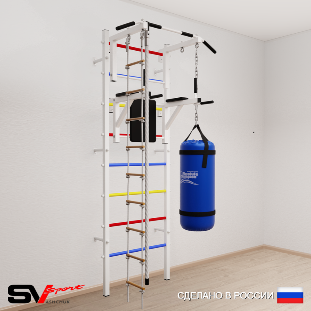 Шведская стенка Sv Sport 5751 (Турник стандарт/Брусья/Канат/Лестница/Цепь/Мешок 15кг)