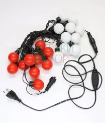 Светодиодная гирлянда Шарики, 5 м., 20 красно-белых LED ламп 40 мм, 220V, черный ПВХ, Beauty Led (HB20-11-2RW)