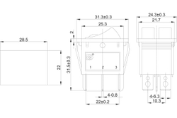 Клавишный выключатель REXANT 250v 15а (6с) on-off черный с подсветкой двойной (rwb-512, sc-797) 36-2430