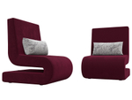 Кресло Волна (2 шт.), Бордовый/Серый, Микровельвет\Велюр, 115672