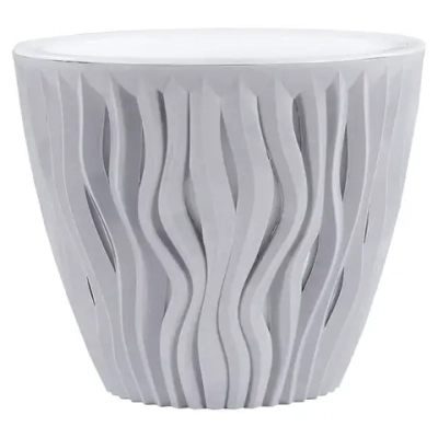 Кашпо для цветов пластиковое 3л d-19,5см «Вдохновение» Серый жемчуг
