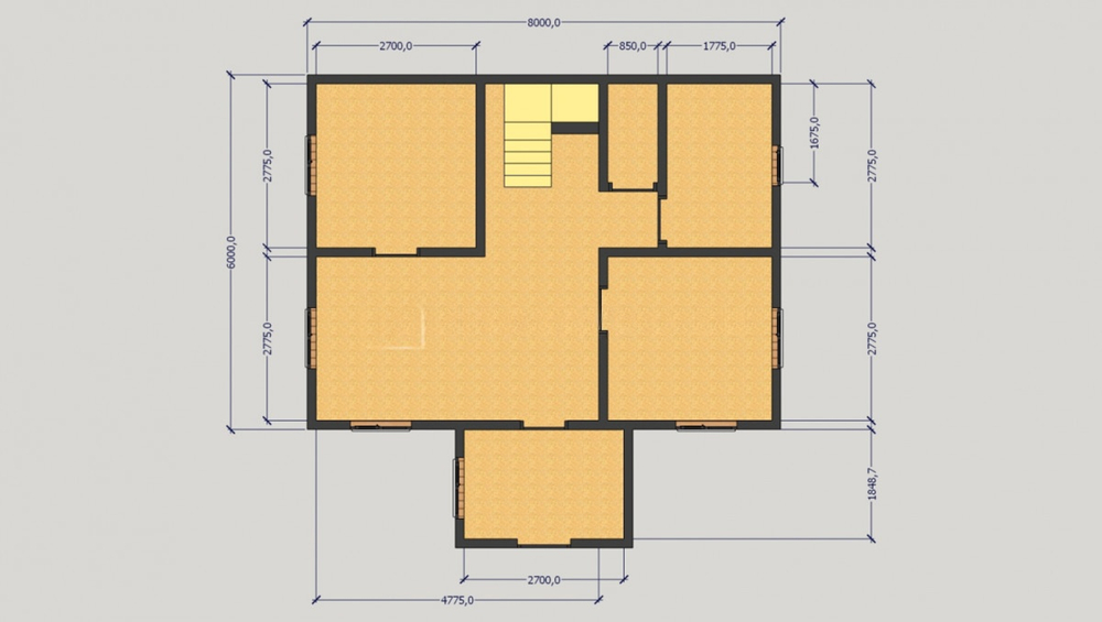 Каркас дома 8 x 8 м