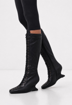 boot heel black leather