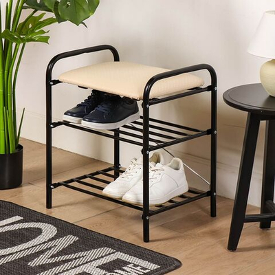 Полка для обуви, мет-л, 3 секц, 44х33х50 см, с сиден, чер, Nika, Б1/Ч