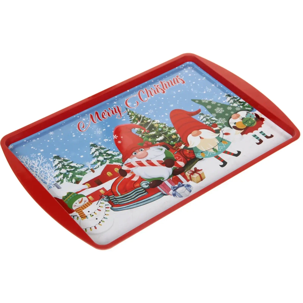 Поднос жестяной 38*24см «Веселые гномы на машине»