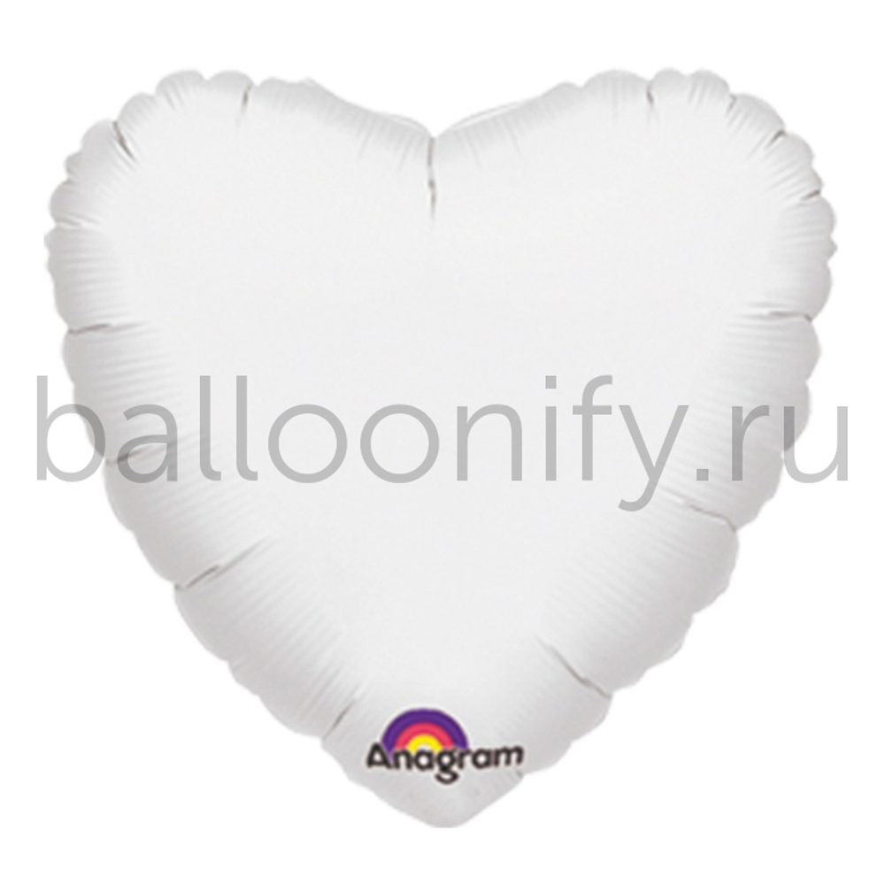 Фольгированная фигура, сердце, 18"/46СМ Пастель White