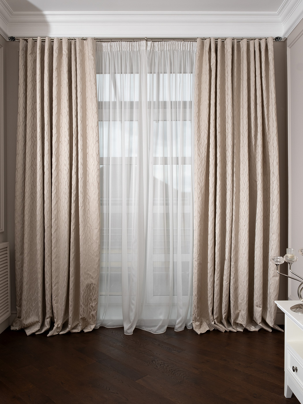 Портьера 260x275 Garda Decor Mesh бежевая