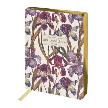 Ежедневник недат. А6 128л., мягк.обл., иск.кожа "Flora. Ирисы" ляссе