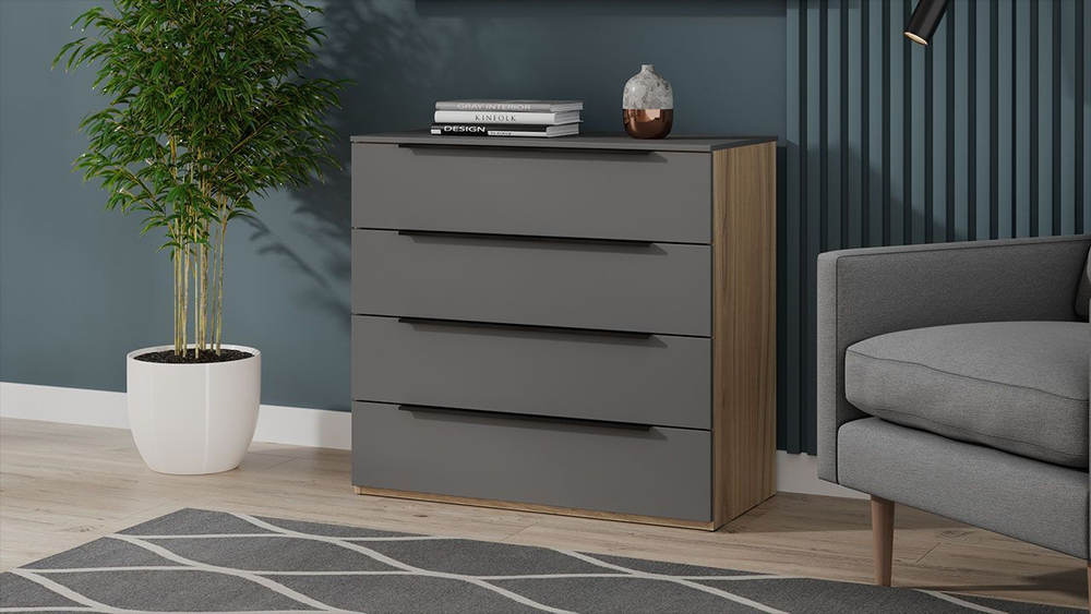 Комод для одежды с ящиками Белый Жемчуг/Белый софт 4 ящика 90х45х84 см