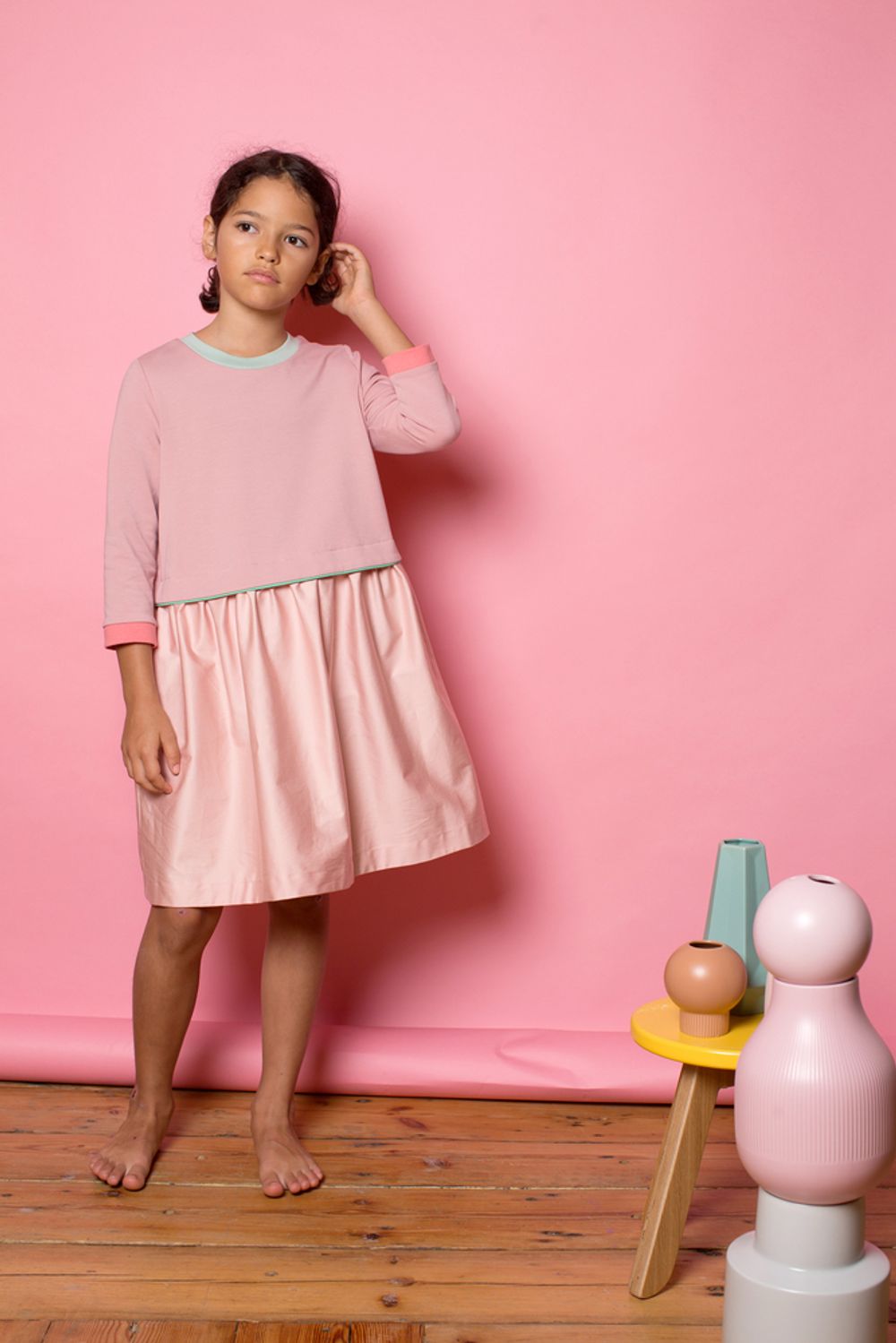 Платье с кантом РОЗА/МЯТА