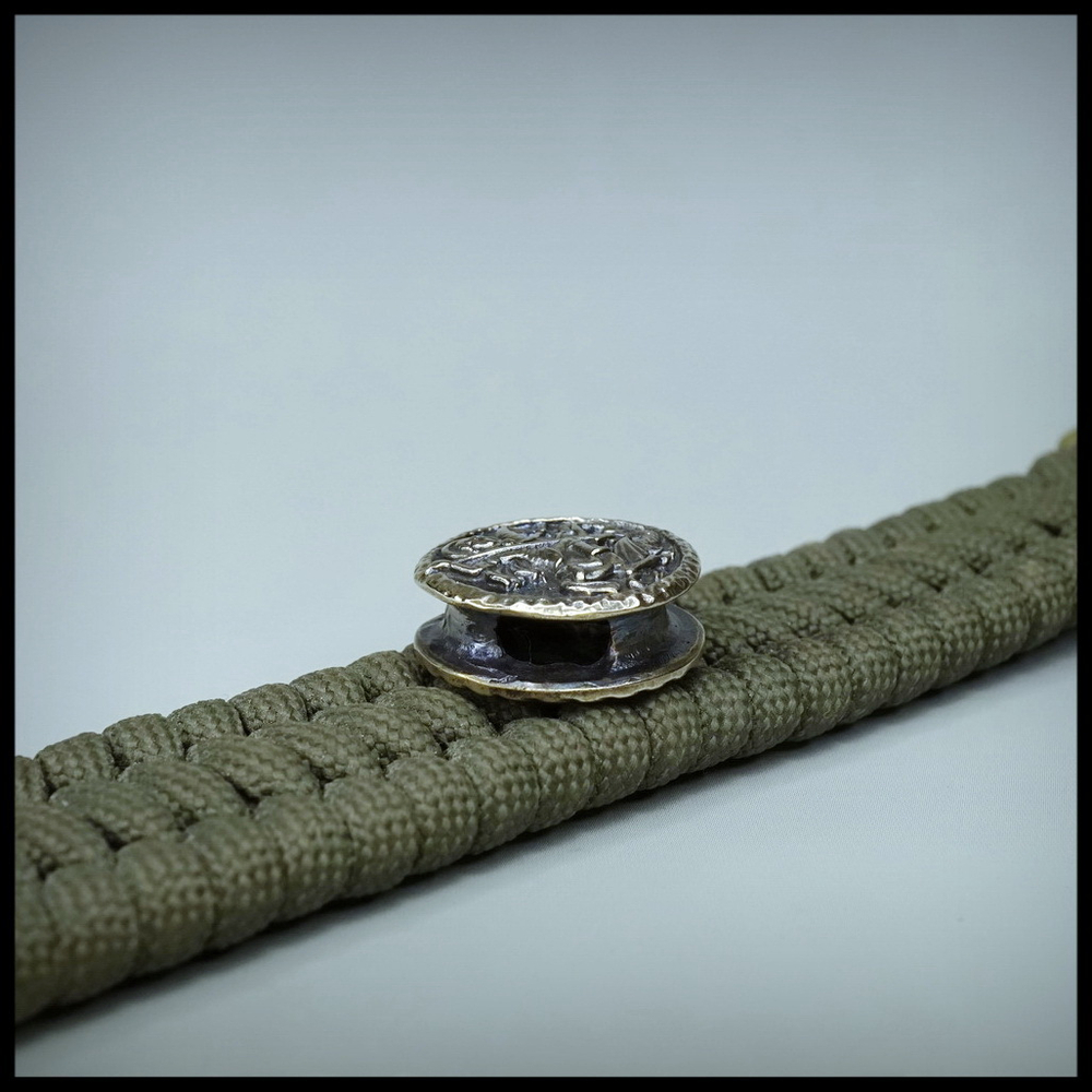 Бусина - вставка для браслета из паракорда "Георгий" , мельхиор